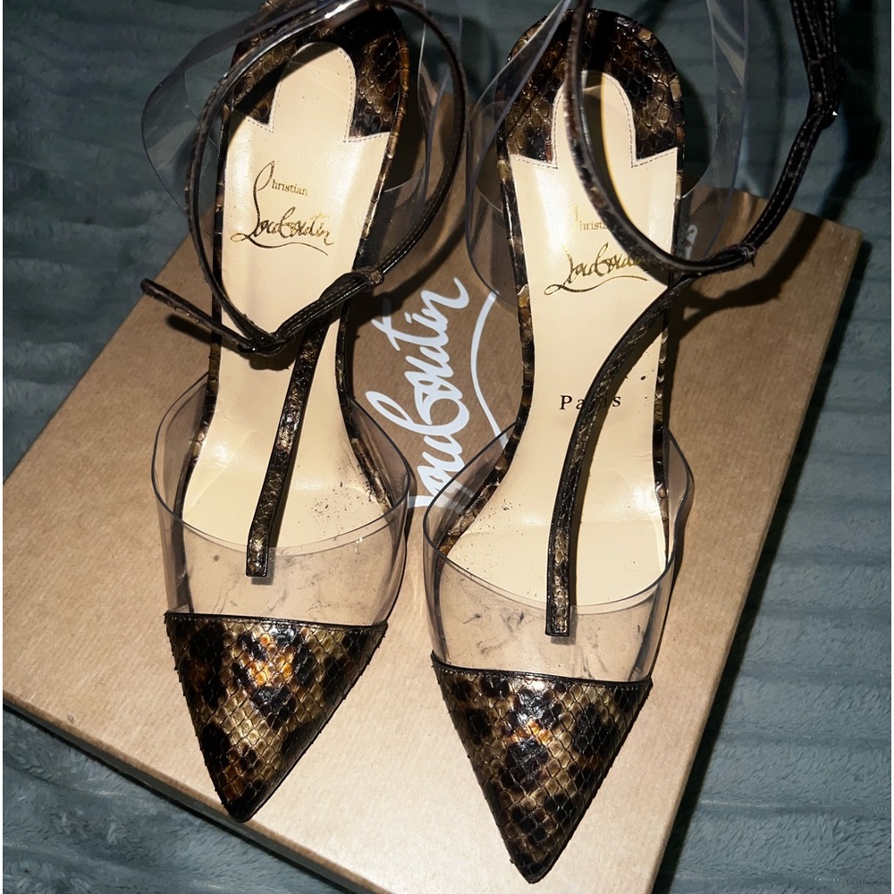 christian louboutin nosy python leopard pvc 100mm sz 40
